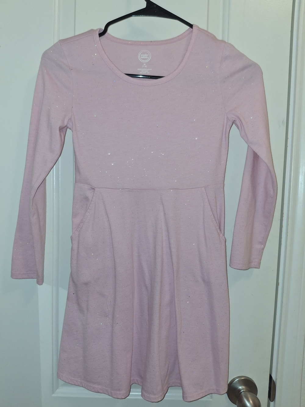 wonder nation Pink Long Sleeve Glitter Knit Dress